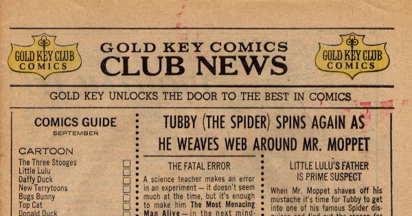 Partial scan of a Gold Key Comics Club News page from November 1969.