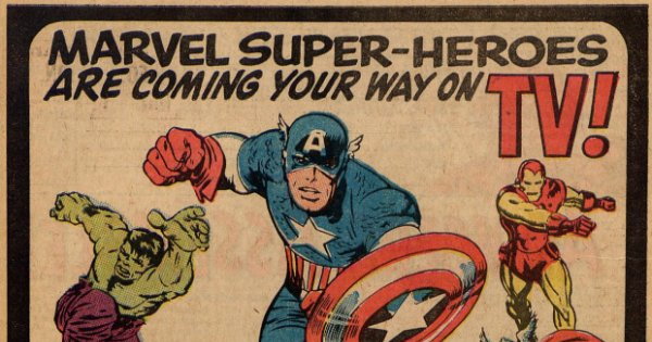 Partial scan from a 1966 advertisement for The Marvel Super-Heroes on TV.