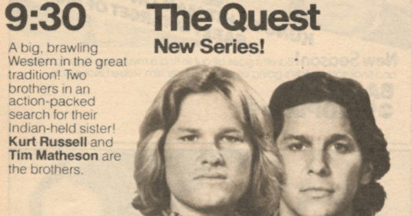Partial scan of a TV Guide ad for The Quest, from 1976.