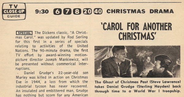 Partial scan of a TV Guide ad for Carol for Another Christmas.