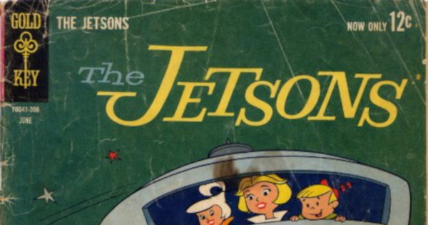 Partial scan from the front cover to the third issue of The Jetsons comic book.