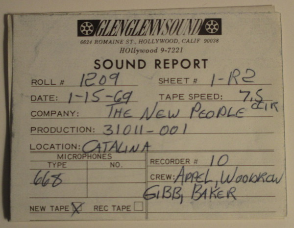 Image of a sound report sheet from Glen Glenn Sound.