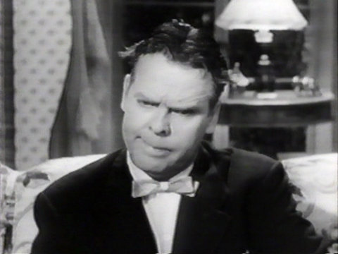 Black and white image from the 1957 TV version of Blondie featuring Arthur Lake as Dagwood