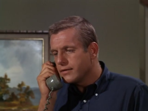 Color still from an episode of My Mother the Car showing Jerry Van Dyke.