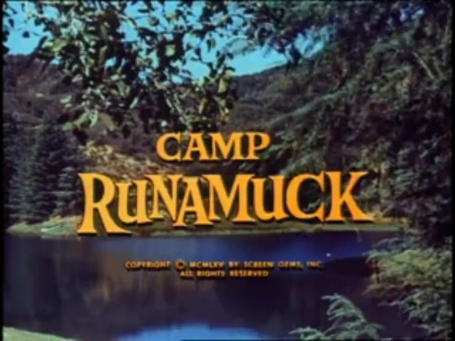 Still from the opening credits to Camp Runamuck showing the title card.