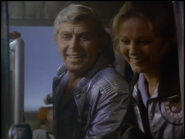 Still from the Salvage-1 episode Dark Island showing Harry and Mel aboard Salvage-1.
