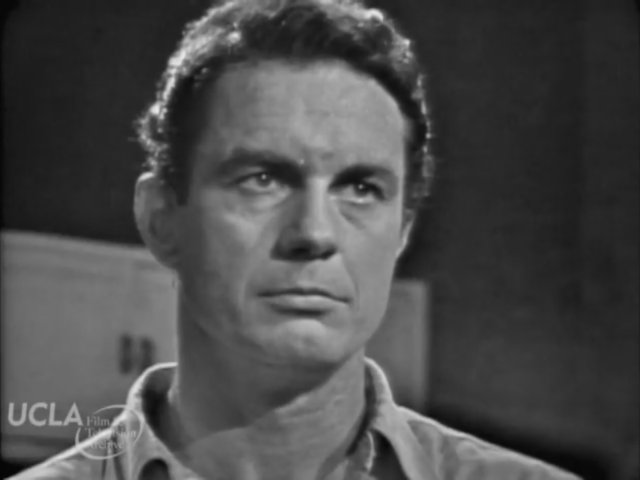 Still from The United States Steel Hour episode Man on a Mountaintop showing Cliff Robertson as Horace Borden (Copyright 2016 The Regents of the University of California).