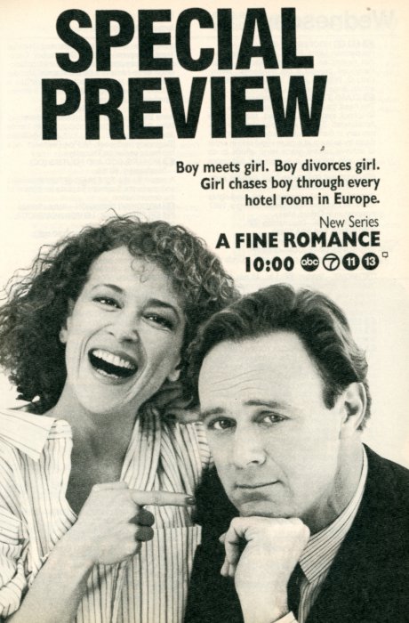 Scan of a TV Guide ad for A Fine Romance on ABC