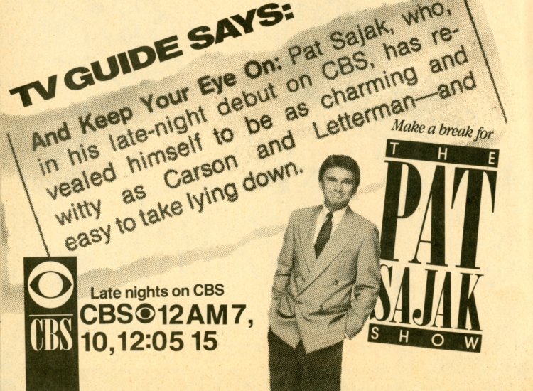 TV Guide Ad for The Pat Sajak Show on CBS Scan of a TV Guide ad for The Pat Sajak Show on CBS
