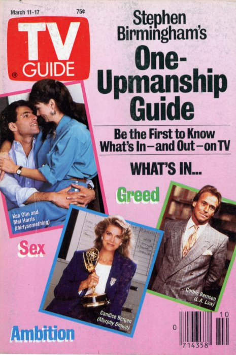 Scan of the front cover to the March 11th, 1989 issue of TV Guide magazine
