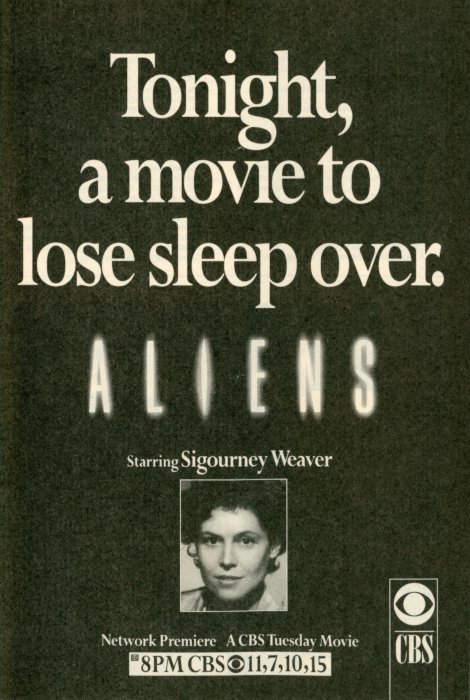 Scan of a TV Guide Ad for Aliens on CBS