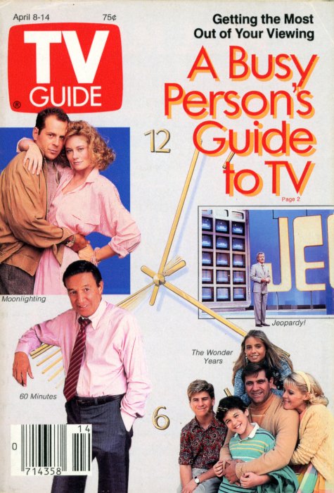 Scan of the front cover to the April 8th, 1989 issue of TV Guide magazine