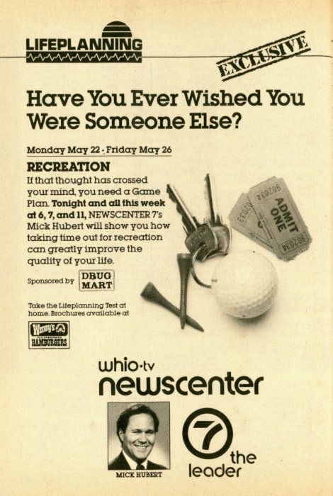Scan of a TV Guide ad for Lifeplanning on WHIO-TV Newscenter