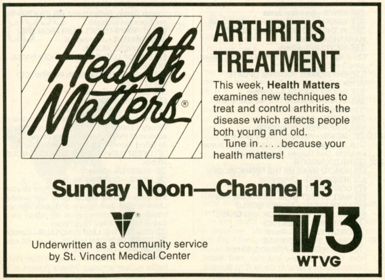 Scan of a TV Guide ad for Health Matters on WTVG (Channel 13)