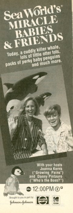 Scan of a TV Guide ad for Sea World's Miracle Babies & Friends on ABC