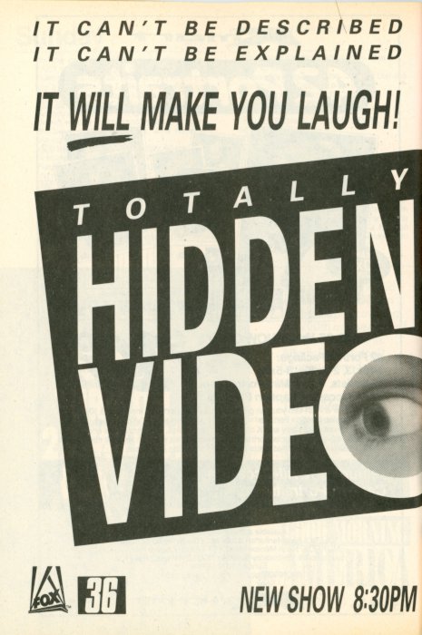Scan of a TV Guide ad for Totally Hidden Video on FOX