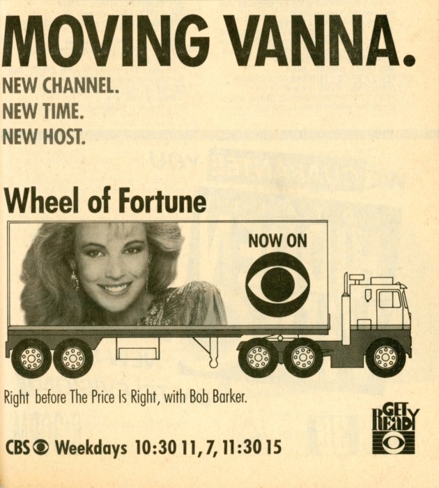 Scan of a TV Guide ad for Wheel of Fortune on CBS