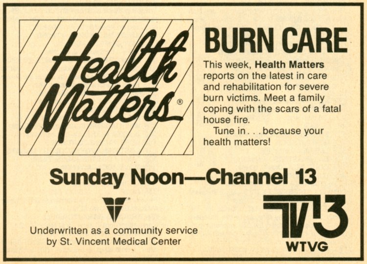 Scan of a TV Guide ad for Health Matters on WTVG (Channel 13)