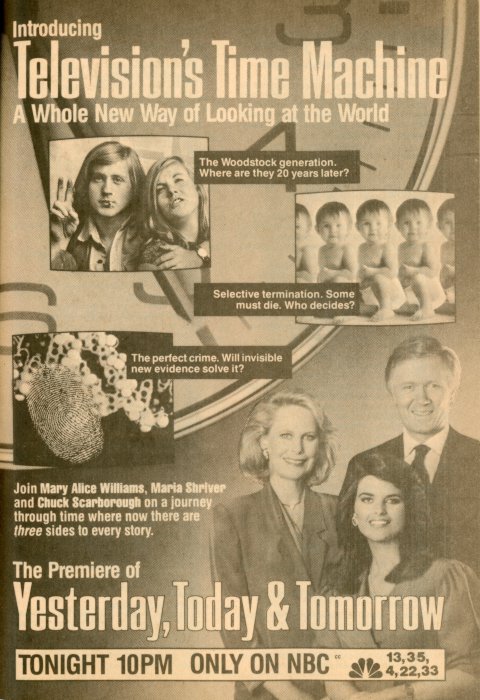 Scan of a TV Guide ad for Yesterday, Today & Tomorrow on NBC
