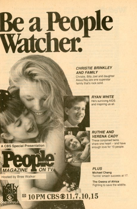 Scan of a TV Guide ad for People Magazine on TV on CBS