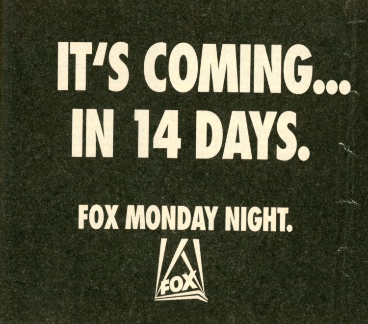 Scan of a TV Guide ad for FOX Monday Night