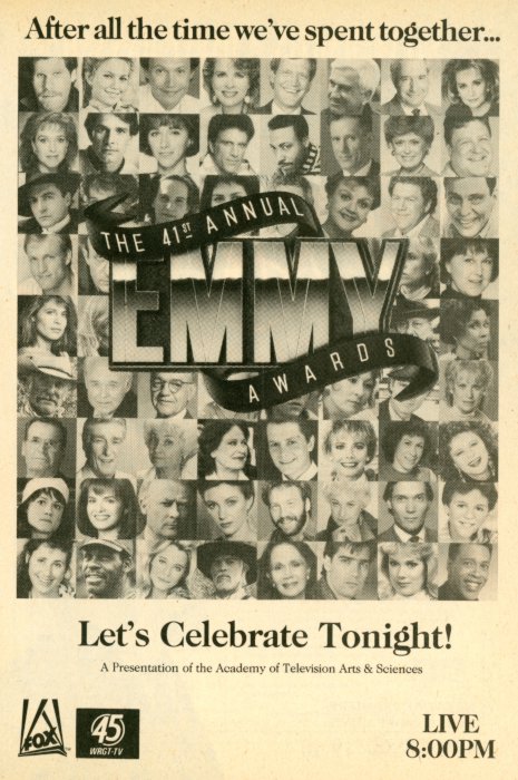 Scan of a TV Guide ad for the 41st Annual Emmy Awards on FOX
