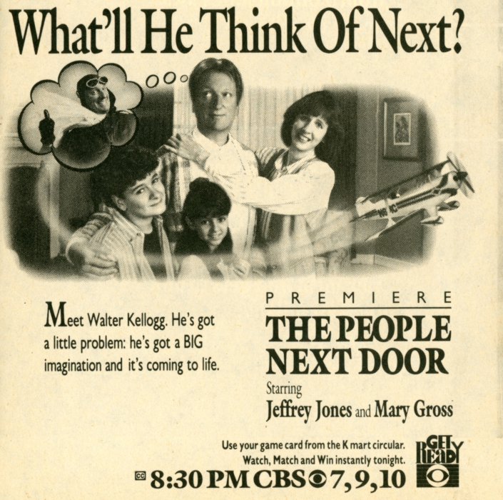 Scan of a TV Guide ad for The People Next Door on CBS