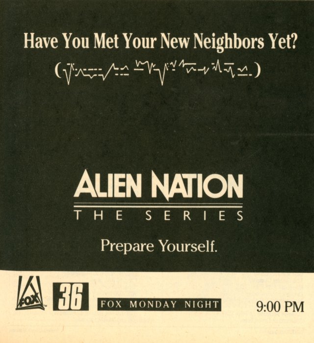 Scan of a TV Guide ad for Alien Nation on FOX