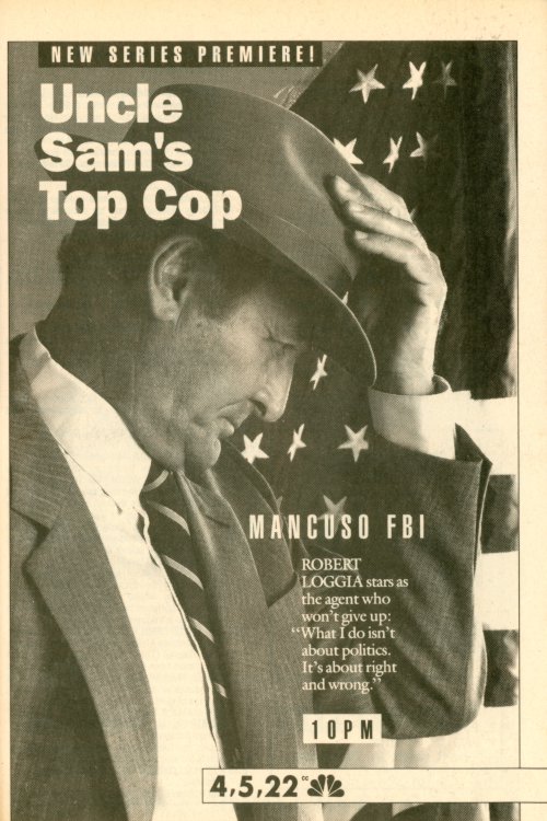 Scan of a TV Guide ad for Mancuso, FBI on NBC