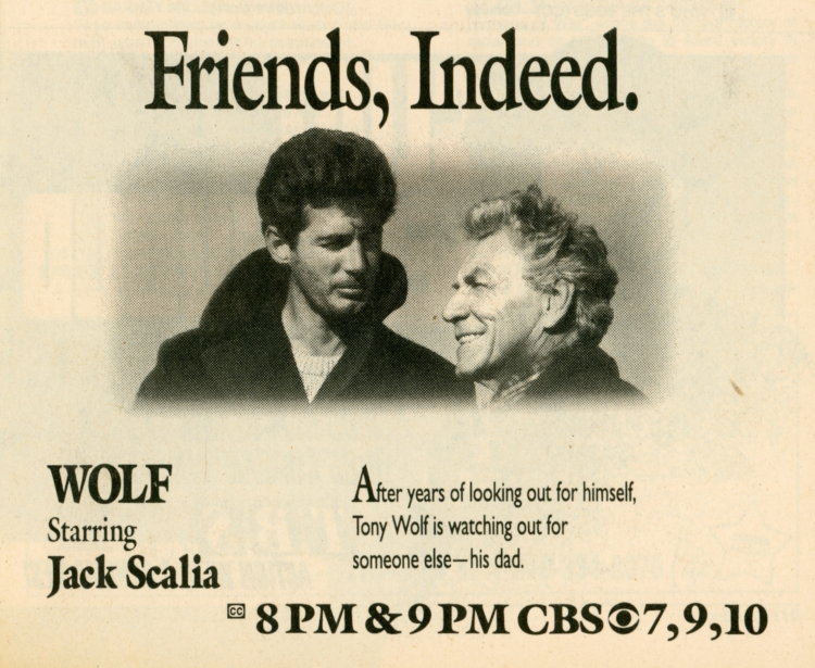 Scan of a TV Guide ad for Wolf on CBS