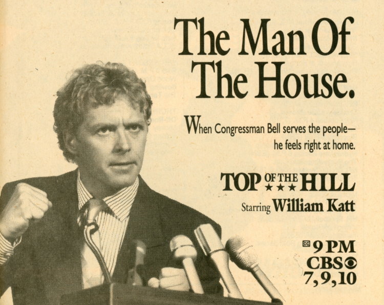 Scan of a TV Guide ad for Top of the Hill on CBS