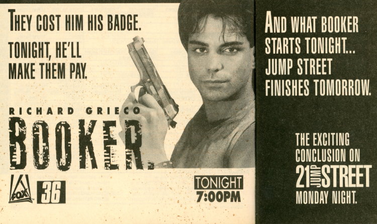 Scan of a TV Guide ad for Booker on FOX