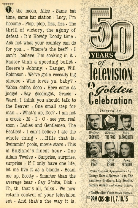 Scan of a TV Guide ad for 50 Years of Television: A Golden Celebration on CBS